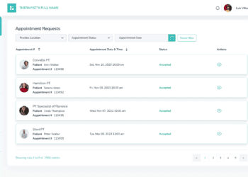 hamilton physical theraphy EHR dashboard