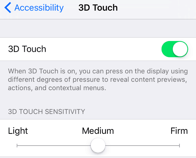 how to adjust 3D Touch