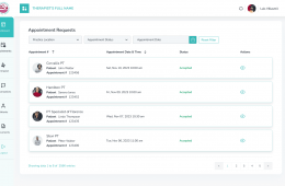 hamilton physical theraphy EHR dashboard